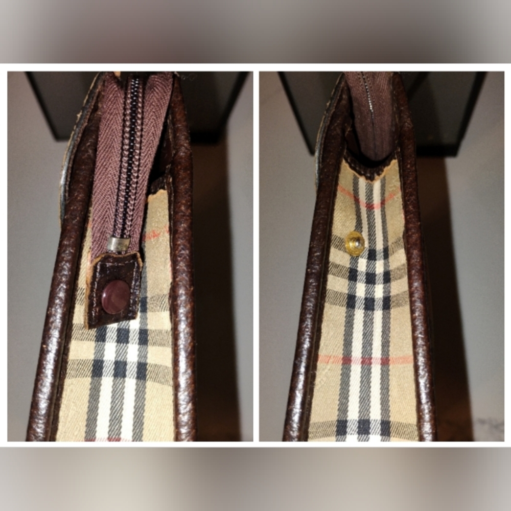 Burberrys Vintage Nova Check Clutch With Brown Leather - Picture 12 of 16
